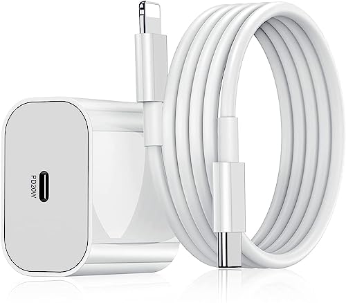 20W PD Charger for iPhone Original 20W PD Fast Type C Wall Charger with Charging Cable Compatible with iPhone 14/14 Plus Pro Max/14 Pro Max/14 Mini/13/12 Max/Xs Max/XR/X/8Plus,iPad (Adapter + Cable)