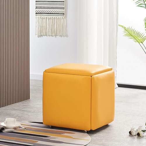 Cubo otomano multifuncional 5 en 1 de cuero con ruedas giratorias, taburete apilable para sofá, silla, taburete para fiestas al aire libre, tocador y nizing