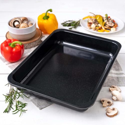 Foto von Zenker Ofenbackform (40 x 6 x 29 cm) SPECIAL COOKING, rechteckige Auflaufform mit Emaille-Versiegelung, Backform mit extra hohem Rand (Farbe: Schwarz), Menge: 1 Stück