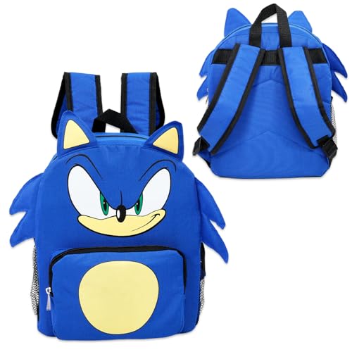 Sonic the Hedgehog Mini Backpack for Kids - Bundle with 14” Gamer Mini Preschool Bag Plus Water Bottle, More | Sonic Small Backpack for Boys, Girls3