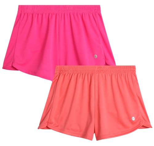 RBX Girls' Active Shorts - 2 Pack Lightweight and Breathable Athletic Gym Flowy Dolphin Shorts for Girls (Sizes: 4-16)