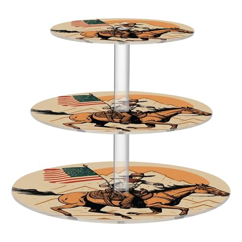 PYBUG Cowboy 3 Tier Acrylic Cupcake Stands Tower,Dessert Table Display Set for Tea Party,Wedding,Birthday, Baby Shower