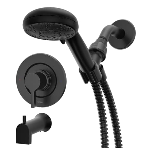 Moen 82775BL Beric Single-Handle Tub and Shower Faucet with Handshower and Metal Hose, Valve Included, IPS Tub Spout, Matte Black - image 1