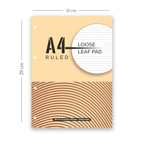 Image of amazon basics A4 Loose Leaf Report Pad | Ruled | Pre Punched for Easy Filing | Tear Off Sheets | Multi-Colored Cover | Pack of 3 (100 Sheets Each)