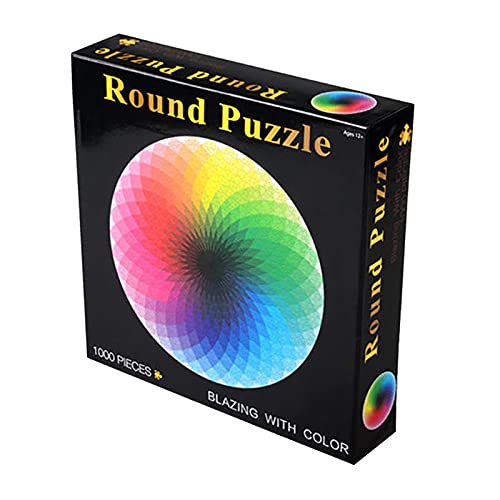 AKDSteel Regenbogen Puzzle,1000 Teile Runde Regenbogen Farbverlauf Puzzle, schwieriges und herausforderndes Puzzle, Pädagogisches intellektuelles Stressabbau Spielzeug Geschenk für Kinder Erwachsene Cover