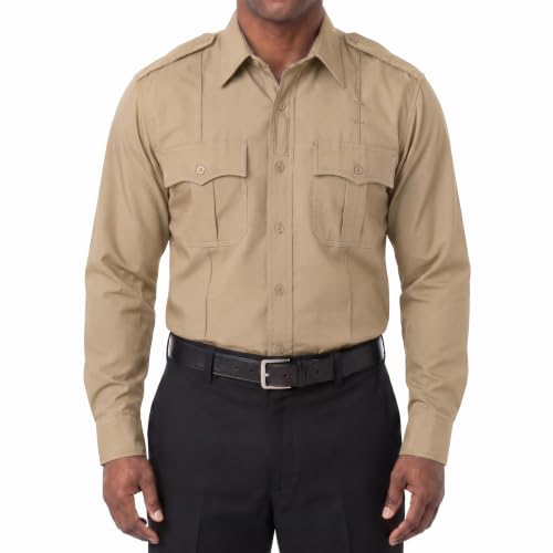 Image of First Class 100% Polyester Short & Long Sleeve Zippered Uniform Shirt 4 Pocket Hidden, Law Enforcement BDU Zipper Closure.