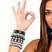 Tosmifairy 4Pcs/Set Fashion Street Hip Hop Leather Studded Cuff Bracelets Multiple Wristbands Bangle Emo Acceossries for 80s Punk Rock Concert Outfit (Solid Studded + Skull)