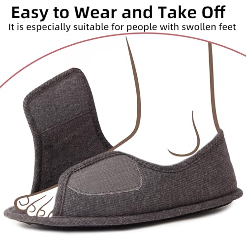 Image of Women's Open Toe Diabetic Slippers, Adjustable Memory Foam Diabetic Shoes for Seniors Edema Arthritis Swollen Feet
