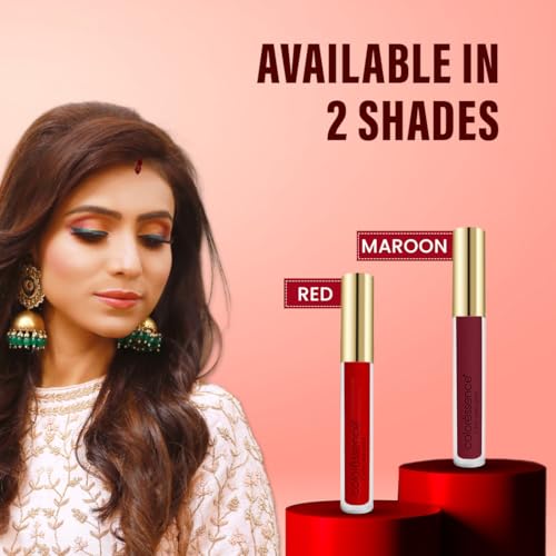 Image of Coloressence Eternal Matte Liquid Sindoor, Maroon, 3ml | Quick Dry | Long Lasting | Sponge Tip Applicator | Highly Pigmented | Waterproof | Easy Application