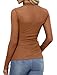 Fall Clothes for Women Boho Tops Ruched Mesh Long Sleeve Turtle Neck Ruched Tops Sheer Early Fall Fashion Clothing 2025 Orange L