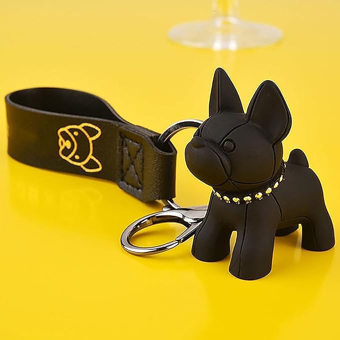 Esshogo Hund Anhänger Schlüsselbund, Niedlicher Bulldoggen Schlüsselring, Little French Pitbull Schlüssel Anhänger für Frauen, Herren, Tasche, Rucksack, Auto Schlüssel, Handtasche Dekoration