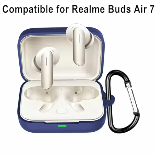Image of Silicone Case Compatible with Realme Buds Air 7 | 7 Pro (2025), Soft Silicone 360 Full Protection Dust-Proof Shockproof Case Cover with Hook (Cover Only) (Spider-Man)
