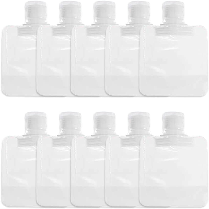 10Pcs Transparent Portable Fluid Packing Bags New Travel Size Refillable Empty Squeeze Pouch Premium Clear Travel Pouches for Toiletry Lotion Shampoo Shower Gel Squeezable Bags (30ml) Bag and Cases