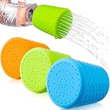 3 Pieces Portable Outdoor Shower for Dogs, Bottle Attachment Outdoor Water Sprayer Accessory, Works with Most Plastic Water or Soda Bottles from 16 oz to 2 Liters (Sky Blue, Light Green, Orange)