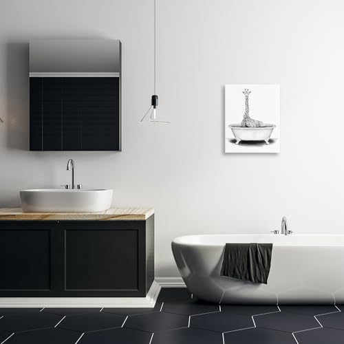 Image of Funny Giraffe in Tub Bath, 16 x 20 Inch Canvas Wall Art
