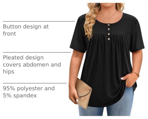 Image of IN'VOLAND Plus Size Tops for Women Short Sleeve Shirts Dressy Casual Tunics