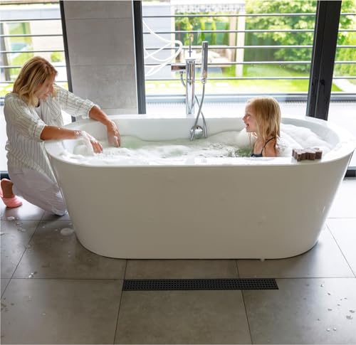 WEBANG 24 Inch Linear Shower Drain Rectangular Floor Drain with Accessories Square Hole Pattern Cover Grate Removable SUS304 Stainless Steel CUPC Certified Matte Black