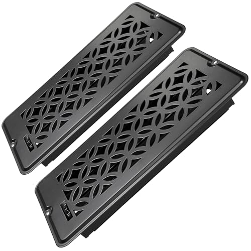 4x10 Vent Covers for Home Floor Floor Vent Cover Screws Included Air Vents All Steel Heavy Duty Floor Register Easy Adjustable Air Supply Lever or Wall Vents (4X10 Black 2Pack)