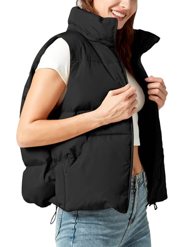 Women's Puffer Vest Detachable Hooded Stand Collar Sleeveless Padded Jacket Coat2