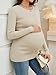 WANTROY Maternity Shirts Long Sleeve Ribbed Knit Crewneck Pregnancy Tunic Tops Casual Maternity Clothes