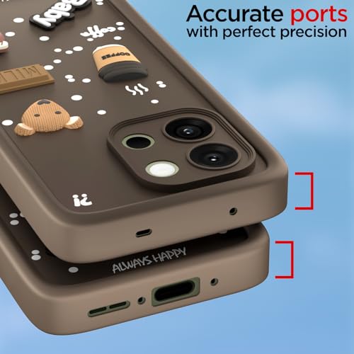 Image of Pikkme Back Cover for OnePlus 13S 5G | 3D Bear Silicone Cute & Fun Coffee Cartoon | Full Body Protection Bumper Case (Brown)