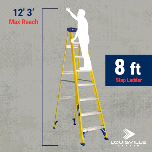 Image of Louisville Ladder 8-Foot Fiberglass Step Ladder, 250-Pound Load Capacity, Type I, FS2008