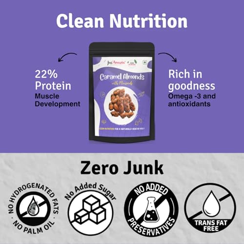 Image of Jus' Amazin Roasted Almonds Coated with Organic Flax Seeds - Sweet 'N' Salty (37g) | 22% Protein | 100% Natural | Dairy Free | Gluten Free