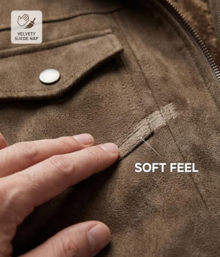 Blaq Ash Men's Faux Suede Biker Jacket Brown - Image 3