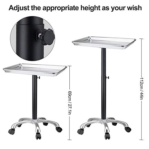 Salon Tray With Metal Feet, Height Adjustable Salon Tray On Wheels, Hair Color Servicetray Durable And Non-Rusting #TOP2
