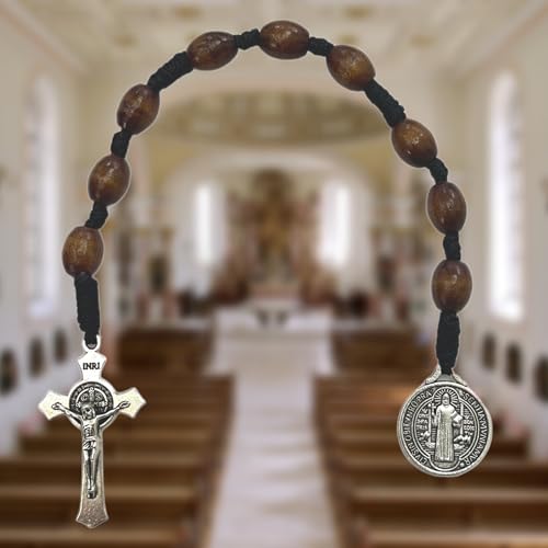Pocket Rosary, Handmade and Blessed in the Holy Land, Prayer Beads with Saints Medal and Cross/Crucifix, Gift Pouch and Certificate of Authenticity2