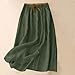 Women's Cotton Linen Midi Skirt with Pockets Casual Flowy Swing Elastic High Waist A-Line Split Long Boho Skirts Army Green XL