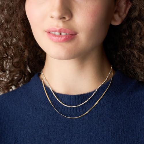 Image of Fossil Women's Ellis Toi Et Moi Gold-Tone Brass Station Necklace