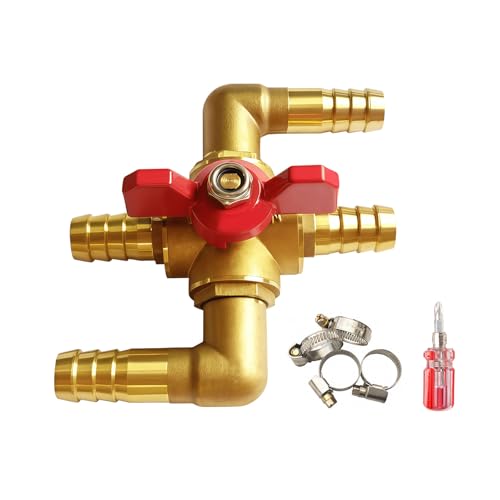 ChillerK Solid Brass 5/8 Inch Heater Control Valve 3/4 Hose Barb Automotive Bypass Valve Fitting Car Air Conditioning Ball Valve with Switch
