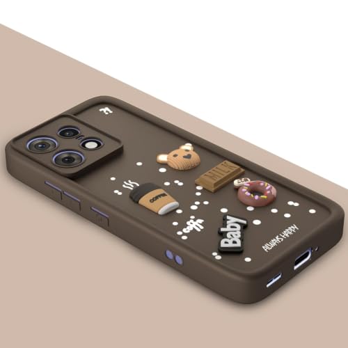 Image of Bintage Cute Fun Ball | Taddy Cartoon 3D Smiley Coffee Cup | Milk Donut | Full Protection Rubber Back Cover Compatible for Moto Edge 50 Pro 5G - Brown
