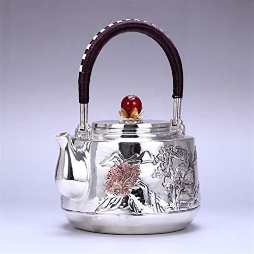 Teiera d'Argento hkrstssxj Pot Silver Silver Teaktettle Pot Handmade Water Water Waterware Sterling Silver Silver… - immagine 4