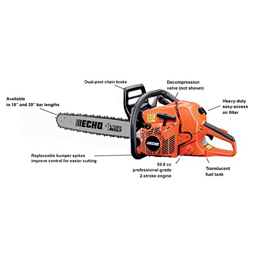 Chain Saw, Gas, 20 in. Bar, 59.8cc