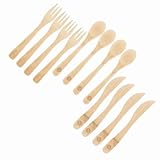 Crate Collective Bamboo Utensils Set of 4 - Kitchen Flatware Set with Fork, Spoon, Knife - Perfect for Home, Parties, Events, Travel - Reusable Cutlery that’s Organic, Eco-friendly & Elegant