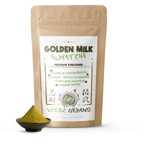 MATCHA GOLDEN MILK | Golden Milk Matcha – Cúrcuma y té matcha con ashwagandha – mezcla de especias para leche dorada | 80 g.