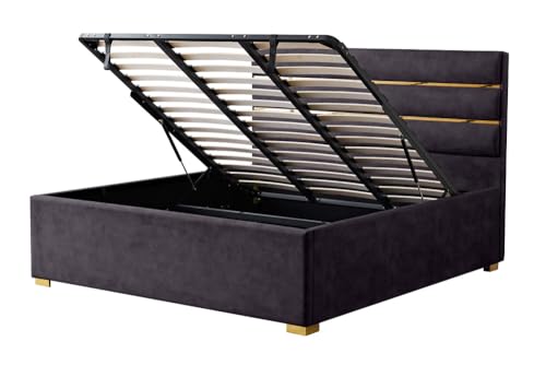 Riess Ambiente Modernes Boxbett Metropolitan - 180x200 cm - grau - Samt inkl. Bettkasten Matratze Topper Bett Polsterbett – Bild 8