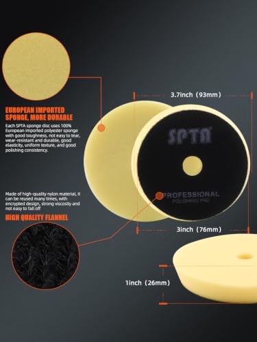Image of SPTA Yellow T80 High-Cut Foam Polishing Pad, 1Pc 3.5 Inch Face for 3 Inch 80mm Backing Plate Compound Buffing Sponge Pads for Car Buffer Polisher Compounding, Polishing and Waxing - FPBFS3Y