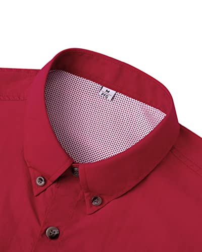 Image of Alimens & Gentle Short Sleeve Fishing Shirt Wicking Fabric Sun Protection Casual Button Down Shirts