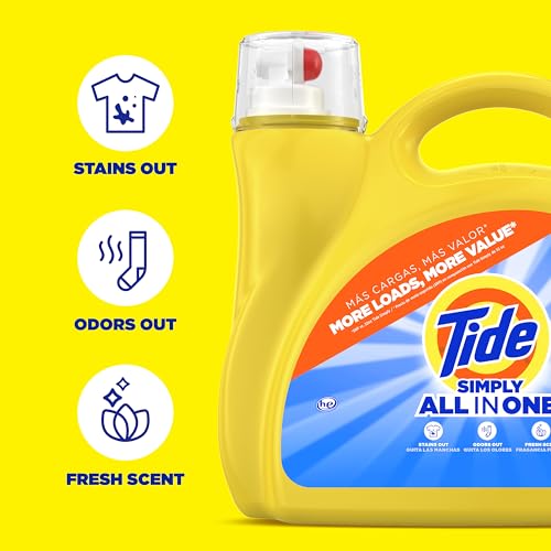 Image of Tide Simply Liquid Laundry Detergent, Refreshing Breeze Scent, 138 Loads, 182 fl oz, All-In-One Detergent