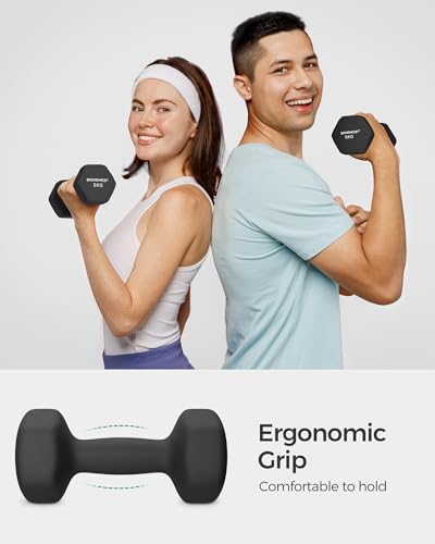 SONGMICS Dumbbells Set of 2 Dumbbells Hexagon Neoprene Coating Strength Training Workout Fitness Training Home - Image 4