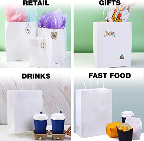 Image of RanGit Bhumi Gift Bags- 8x10x4 in 10pcs White Small Paper Bag for Return Gift- Shopping Retail Paper Carry Bags, Small Party Favor Gifting Covers, Disposable, Recyclable (8x10x4 in White, 10 pack)