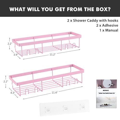 Image of Moforoco Shower Caddy Shelf Organizer Rack, Self Adhesive Black Bathroom Shelves Basket, Home Farmhouse Wall Inside Organization and Storage Decor Rv Accessories, First Camper Apartment Essentials