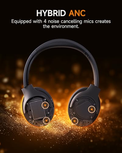 Picun Hydrid Active Noise Cancelling Headphones with ENC, 120H Playing Time with Transparency Mode, Hi-Res Audio & Deep Bass Foldable Wireless Headphones with Mic for Travel, Home, Office - Image 3