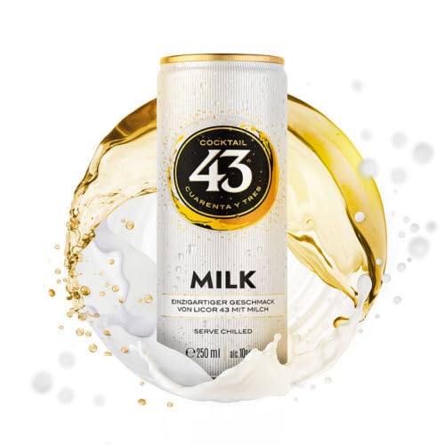 Licor 43 Milk RTD (12 x 250 ml) – cremiger Likörgenuss mit feiner Vanille und Milch – trinkfertiger Cocktail aus Spanien – gekühlt genießen, perfekt für unterwegs und besondere Momente
