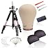 GEX 20" Canvas Cork Wig Head with 55" Mannequin Tripod For Wig Making Cosmetology Hairdressing Display Training Doll Head Adjustable Alloy Stand