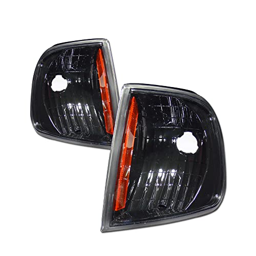 TLAPS 7422444210273 Compatible With 1997-2003 Ford F150 / 2004 Heritage / 1997-1999 F250 / 1997-2002 Expedition Black Housing With Amber Reflector Signal Corner Lights