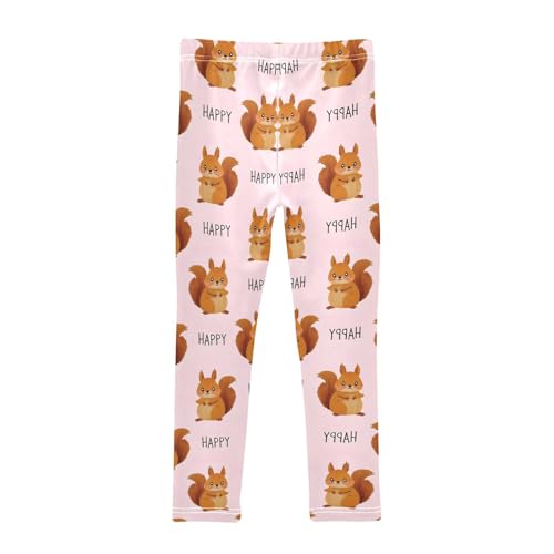 Cute Squirrel Pink Girls Leggings Soft Stretch Workout Yoga Dance Pants for Kids Casual Tights2